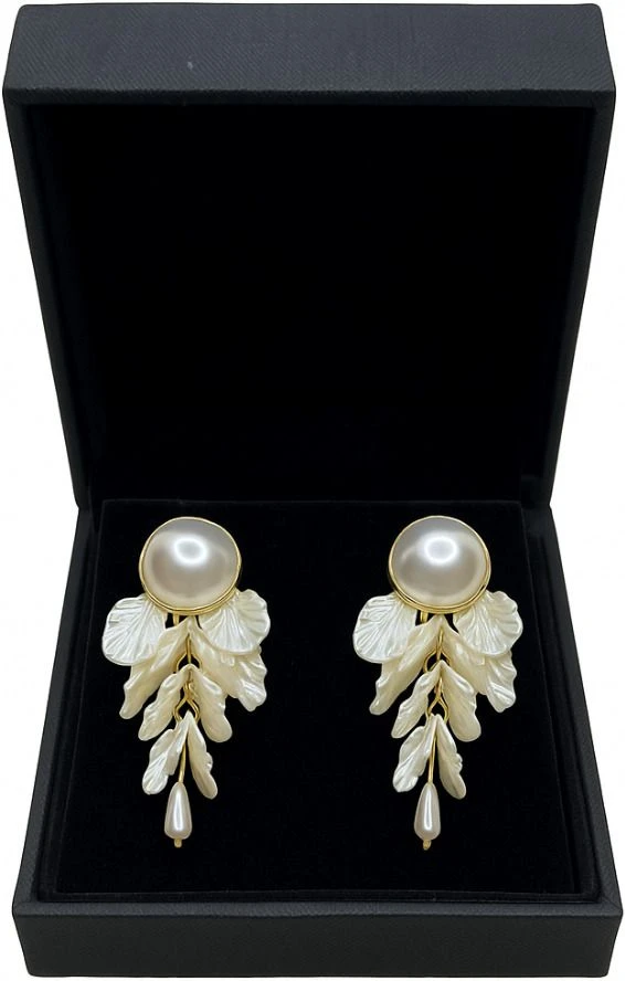 Tahaniya Ggotbit Pearl Petal Drops Korean Style Earring Drops & Danglers view 5