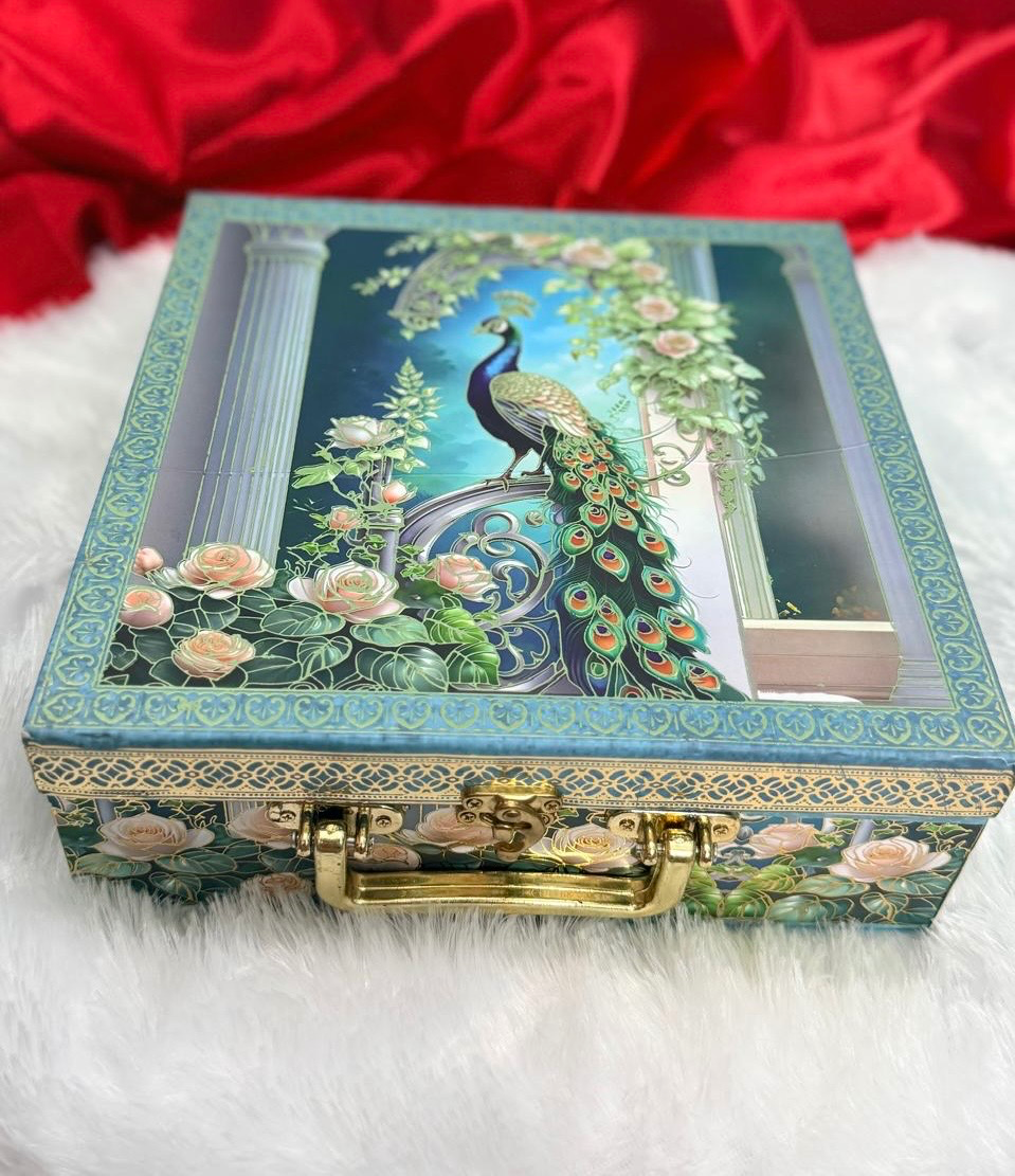Decorative Peacock Glass Jar Gift Hamper Box Set view 2
