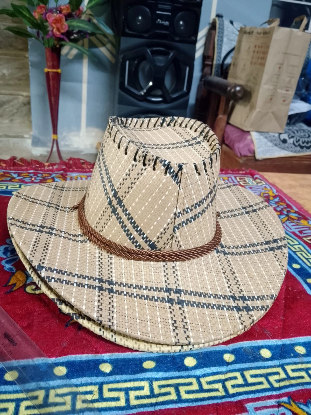 Woven Straw Cowboy Hat with Braided Band