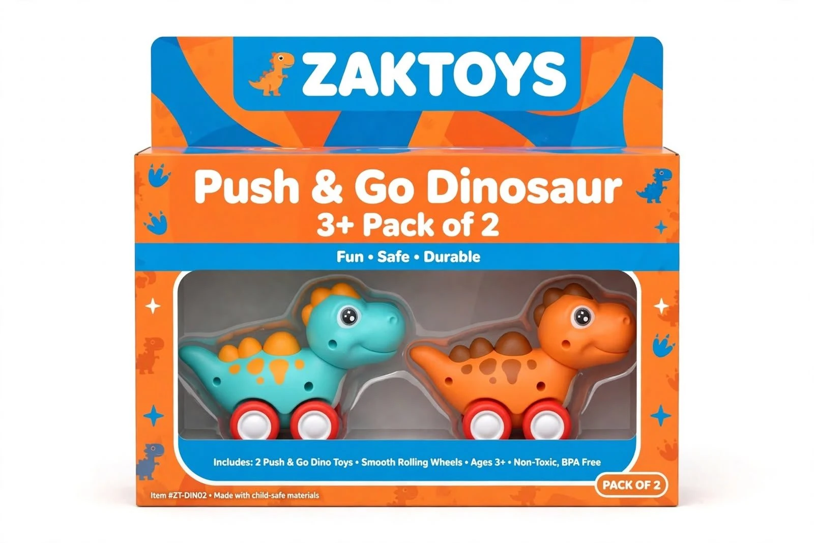 ZAKTOYS Dino Push Toys Pack of 2 view 4