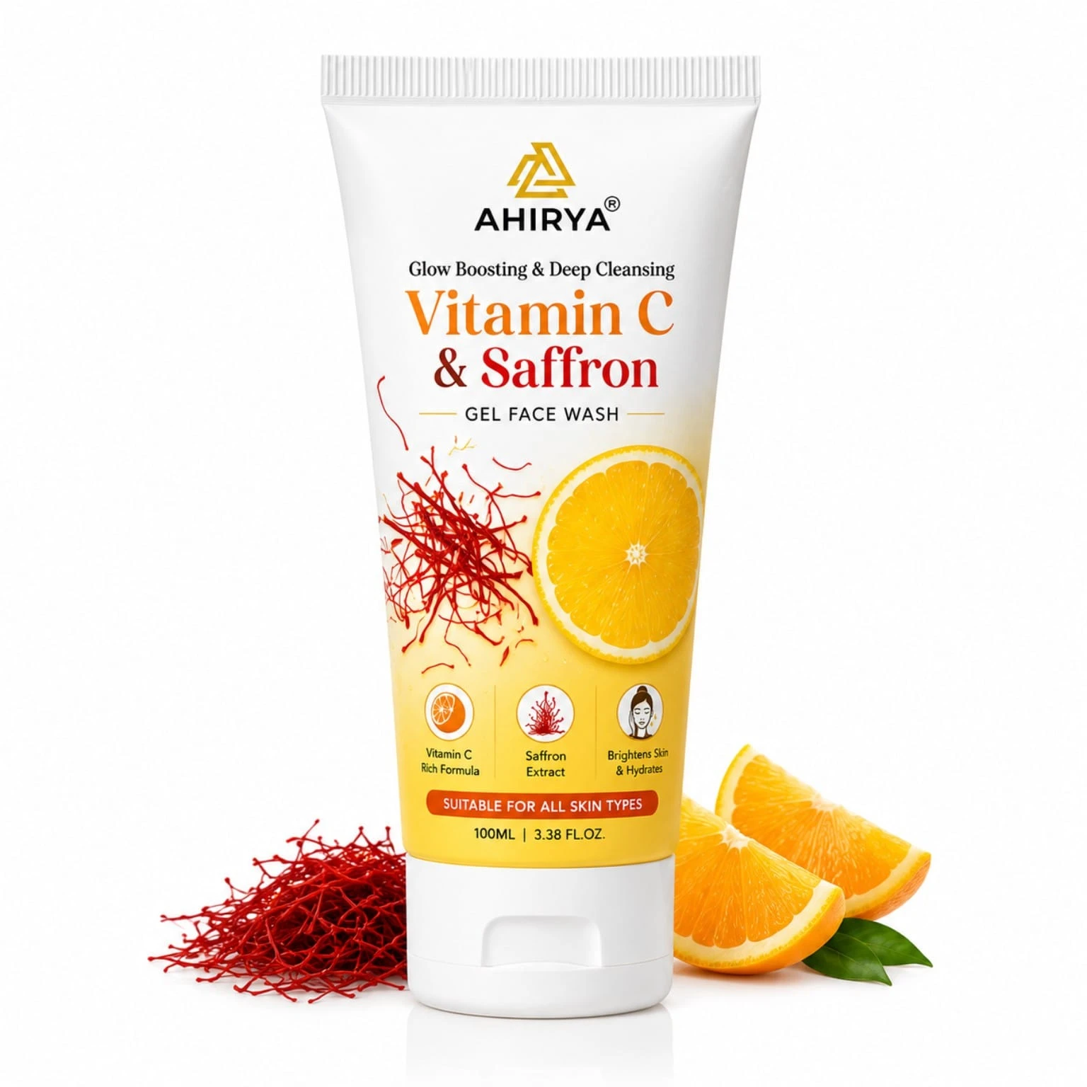 Ahirya Vitamin C & Saffron Gel Facewash, 100ml view 2