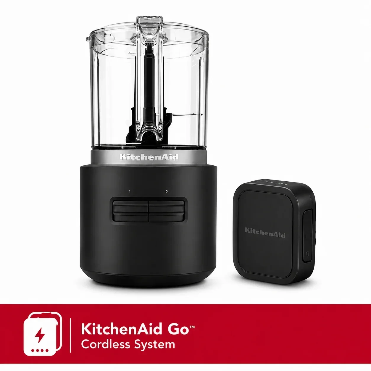 KitchenAid Go Cordless Mini Food Processor - Black Matte - 12V MAX Rechargeable Battery view 2
