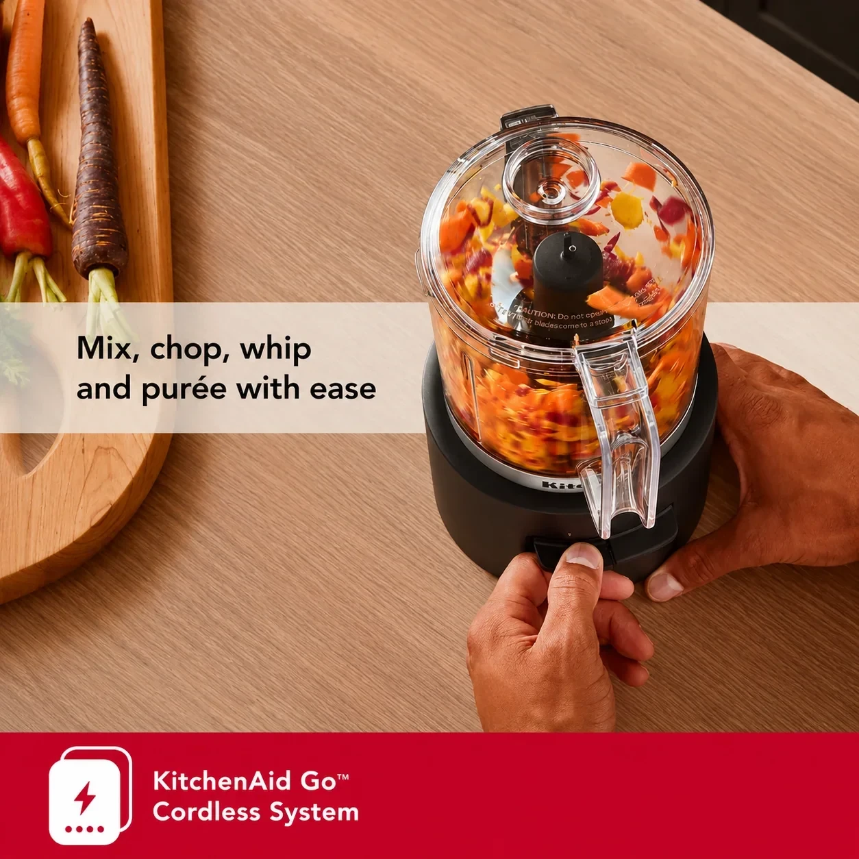 KitchenAid Go Cordless Mini Food Processor - Black Matte - 12V MAX Rechargeable Battery view 6