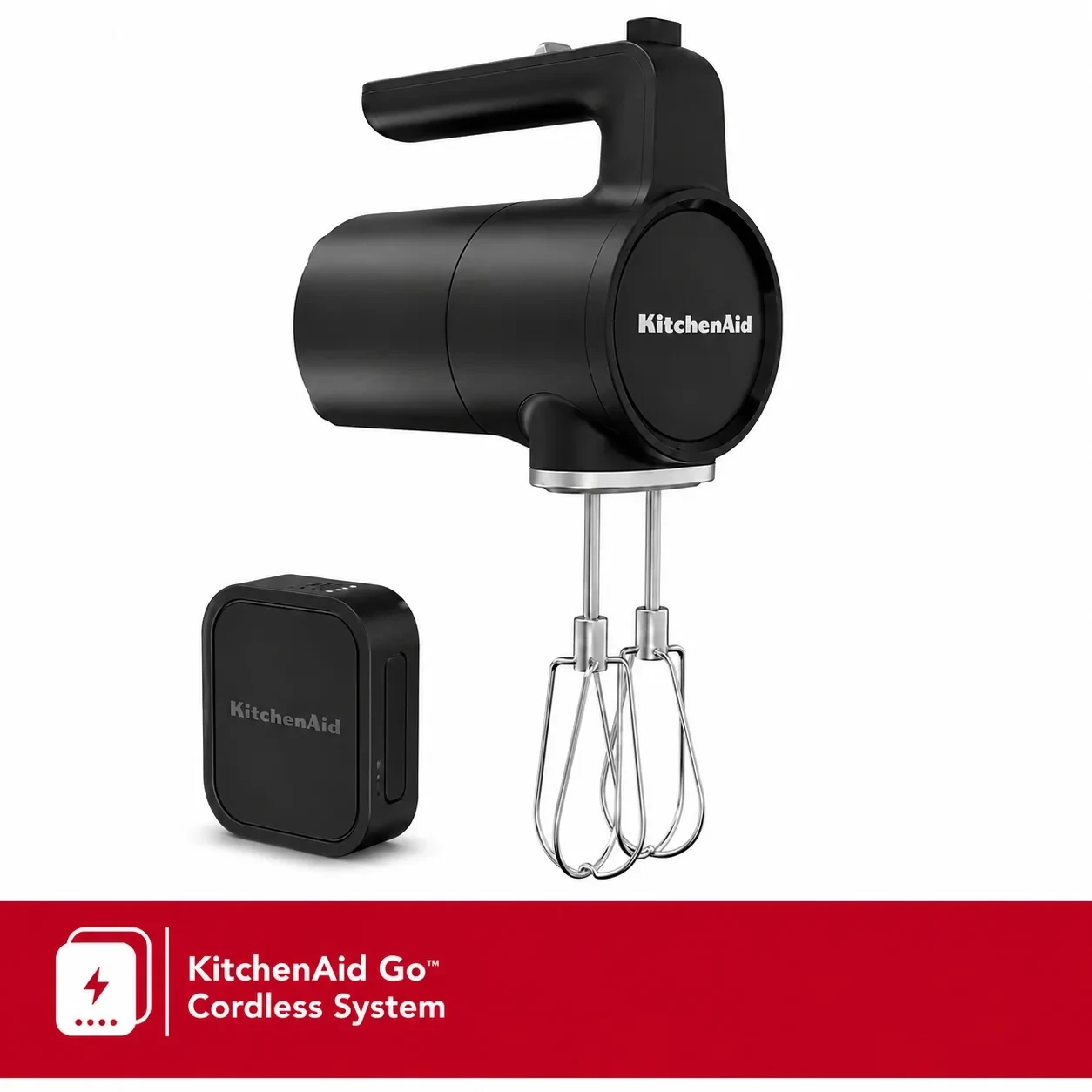 KitchenAid Go Cordless Electric Hand Mixer - Black Matte - 12V MAX Rechargeable Battery, 7 Speeds view 2