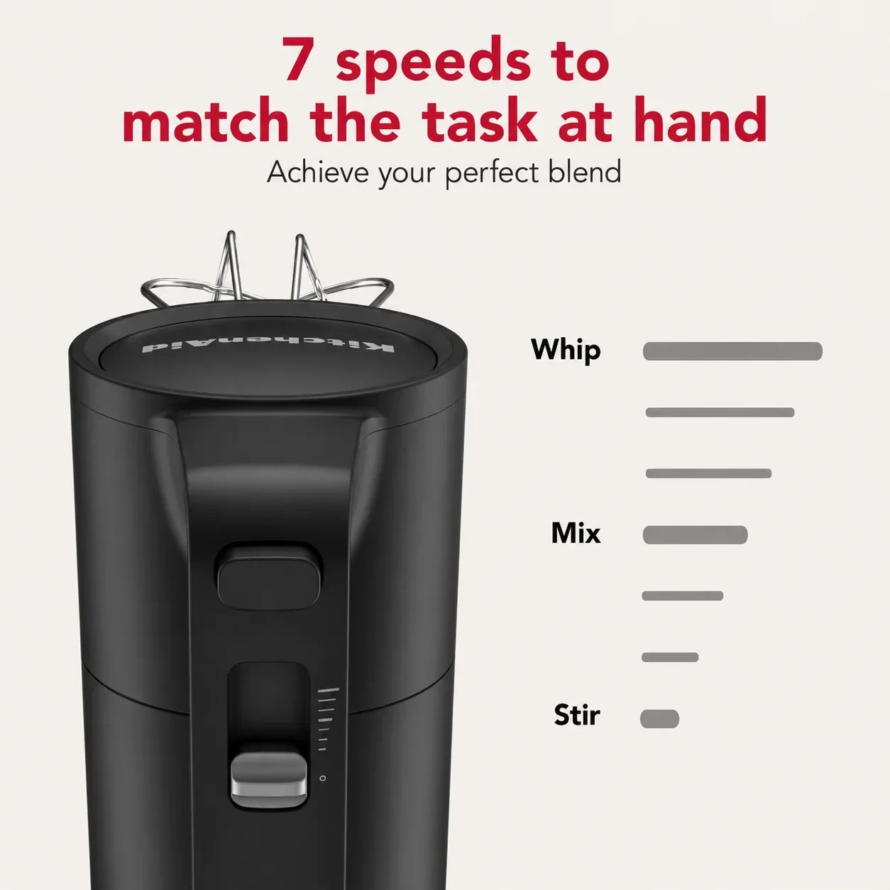 KitchenAid Go Cordless Electric Hand Mixer - Black Matte - 12V MAX Rechargeable Battery, 7 Speeds view 3