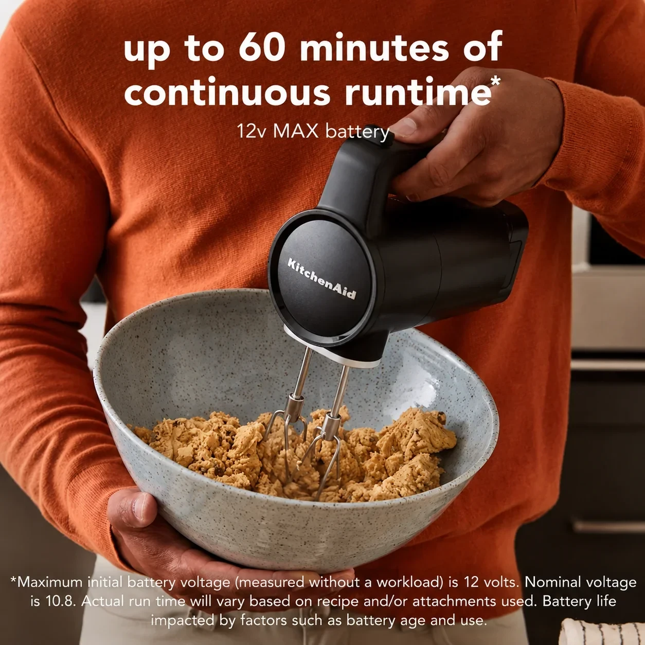 KitchenAid Go Cordless Electric Hand Mixer - Black Matte - 12V MAX Rechargeable Battery, 7 Speeds view 4