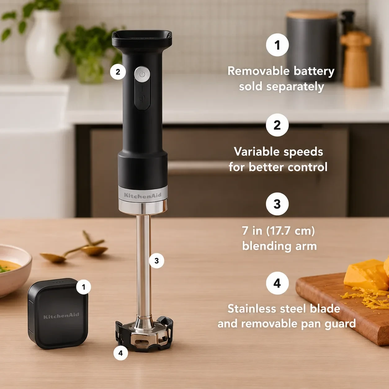 KitchenAid Go Cordless Hand Blender Complete Set– Black Matte (With Rechargeable Battery) view 4