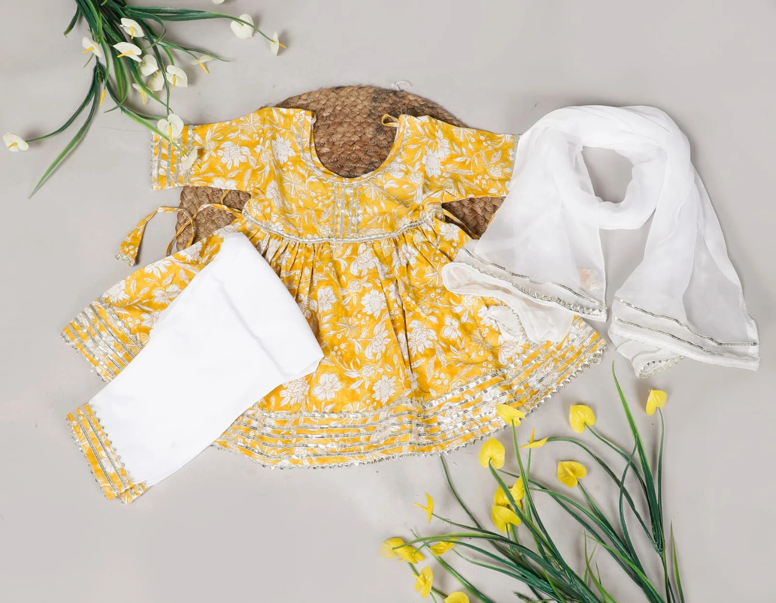 Boys Yellow Printed Kurta Dhoti Set view 4