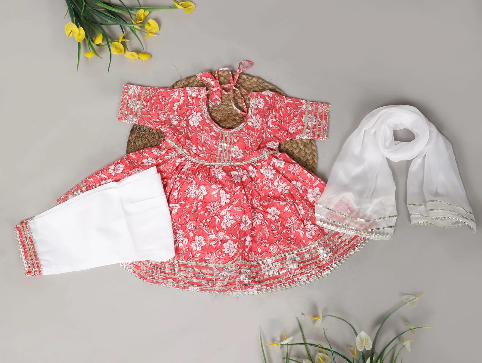 Boys Pink Printed Kurta Dhoti Set view 3