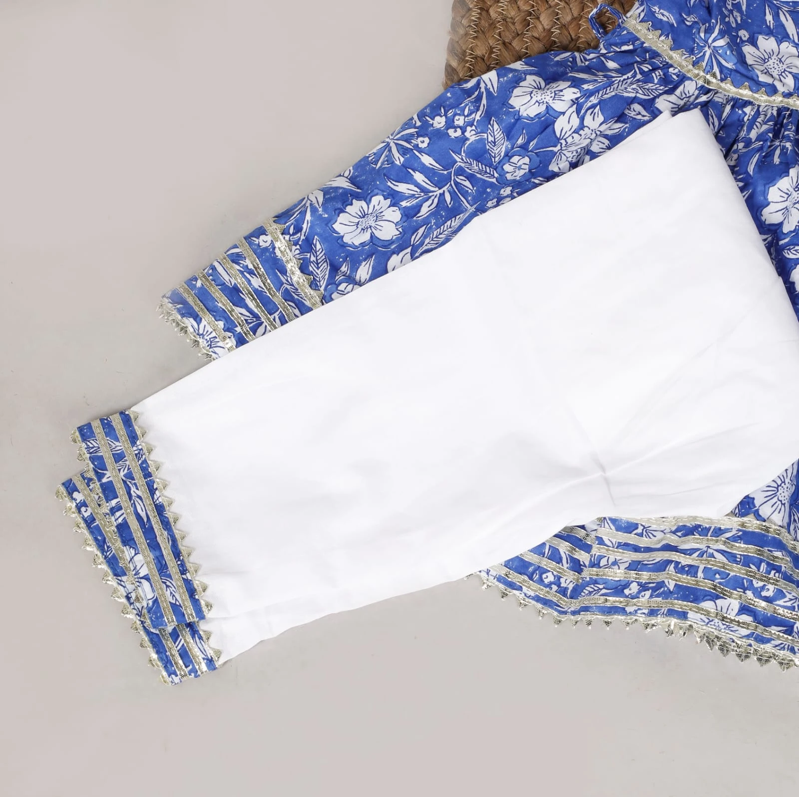Boys Royal Blue Printed Kurta Dhoti Set view 2