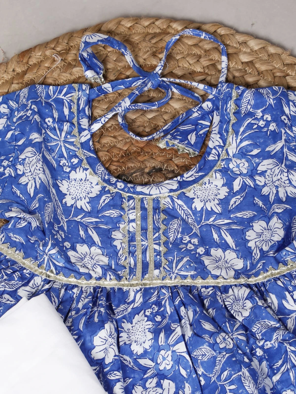 Boys Royal Blue Printed Kurta Dhoti Set view 3