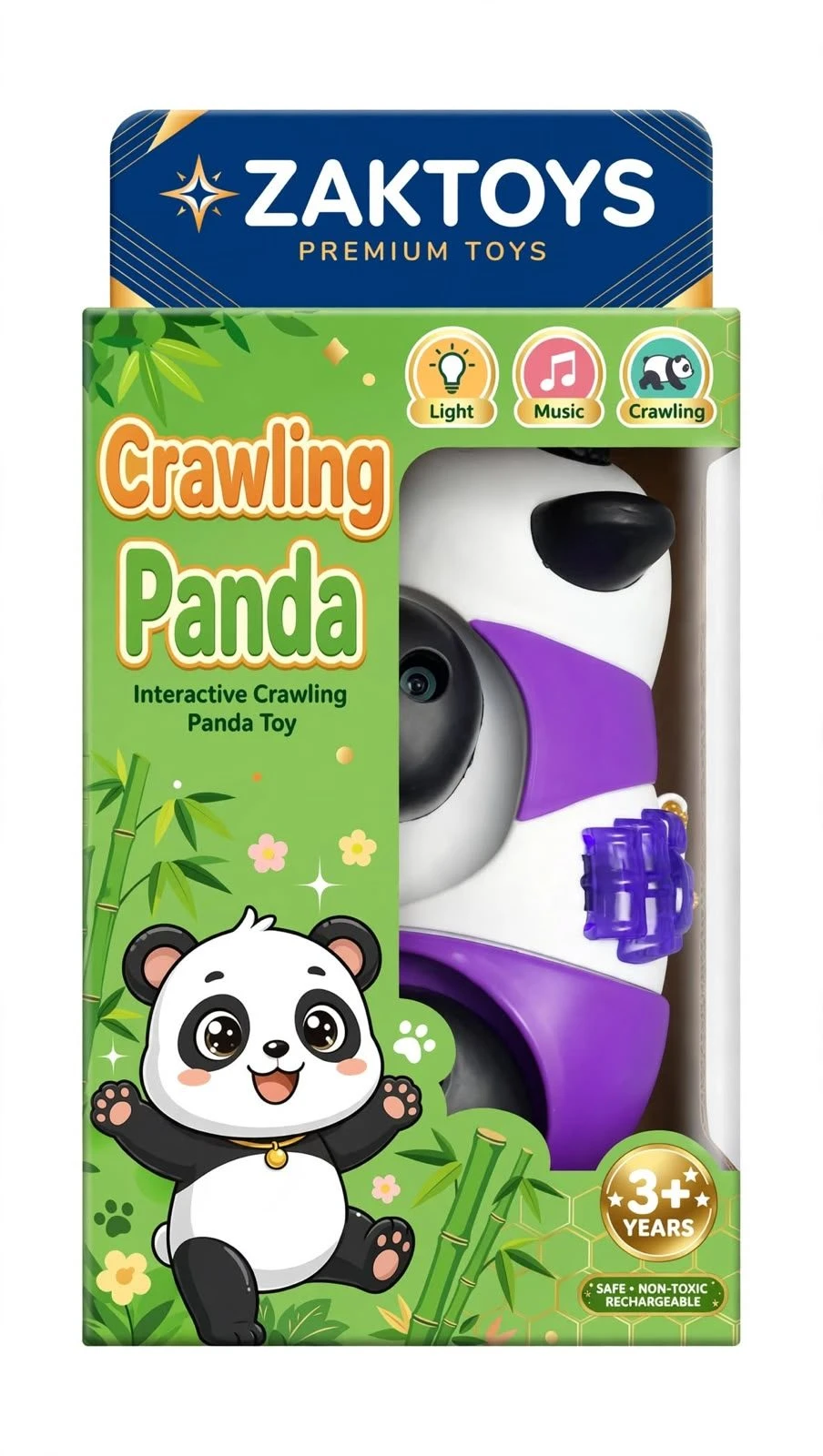 ZAKTOYS Musical Crawling Panda Toy view 4