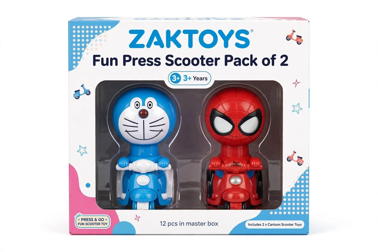 ZAKTOYS Cartoon Scooter Toys Pack of 2 view 3